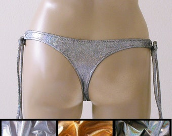 Thong Bikini Bottom in Silver, Gold, or Disco Ball Glitter Hologram in S.M.L.XL>