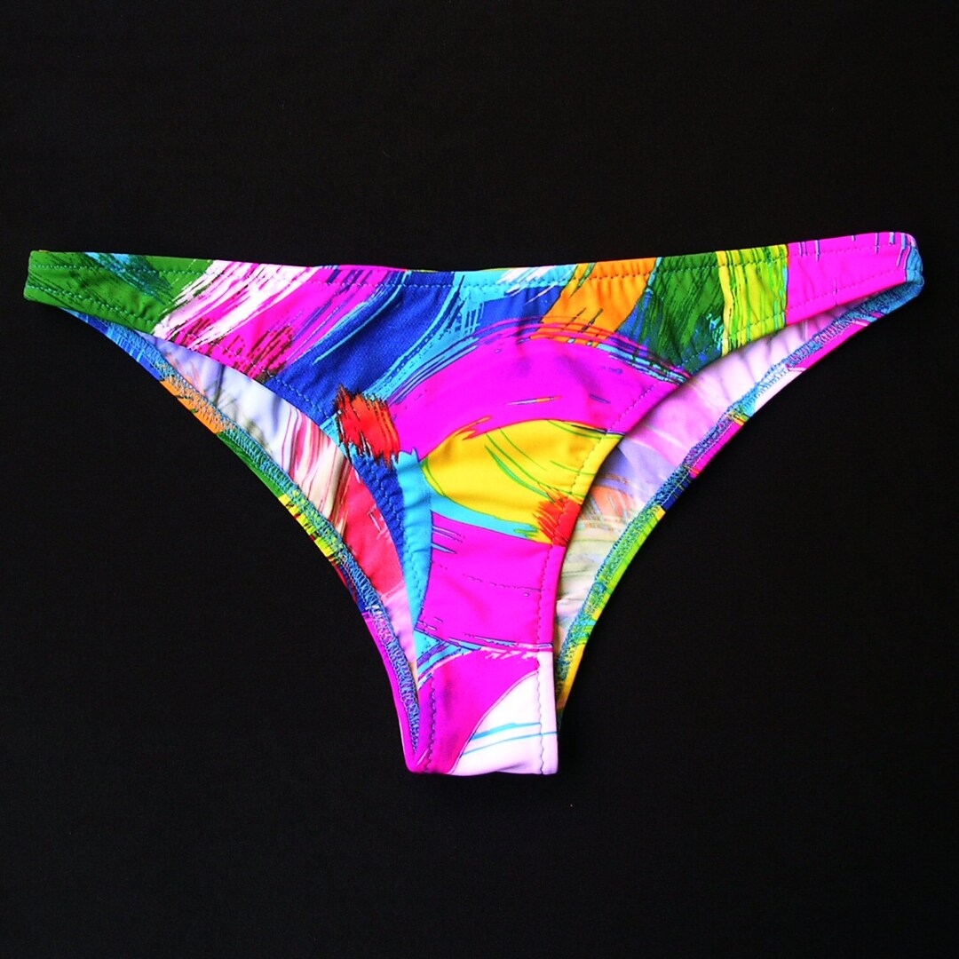 Brazilian Bikini Bottom in Brushstroke Print in S-M-L-XL - Etsy