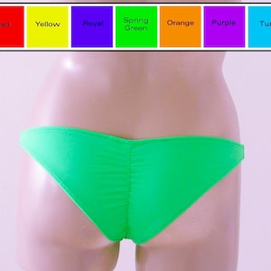 Brasiliano Scrunch Indietro Bikini Inferiore in Blu Reale, Rosso, Giallo, Verde, Viola, Arancione, Turchese, Fuschia