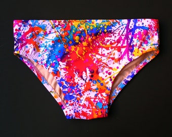 Mens Swim Brief Swimsuit in Regular or Low Rise in Pollack Print