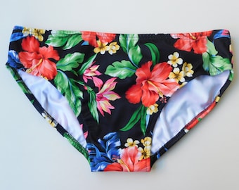Mens Swim Brief Swimsuit in Regular or Low Rise in Tiger Lily Print