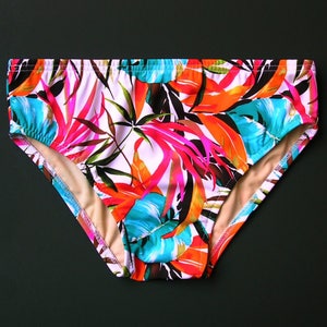 Mens Swim Brief Swimsuit in Regular or Low Rise in Fiji Floral Print