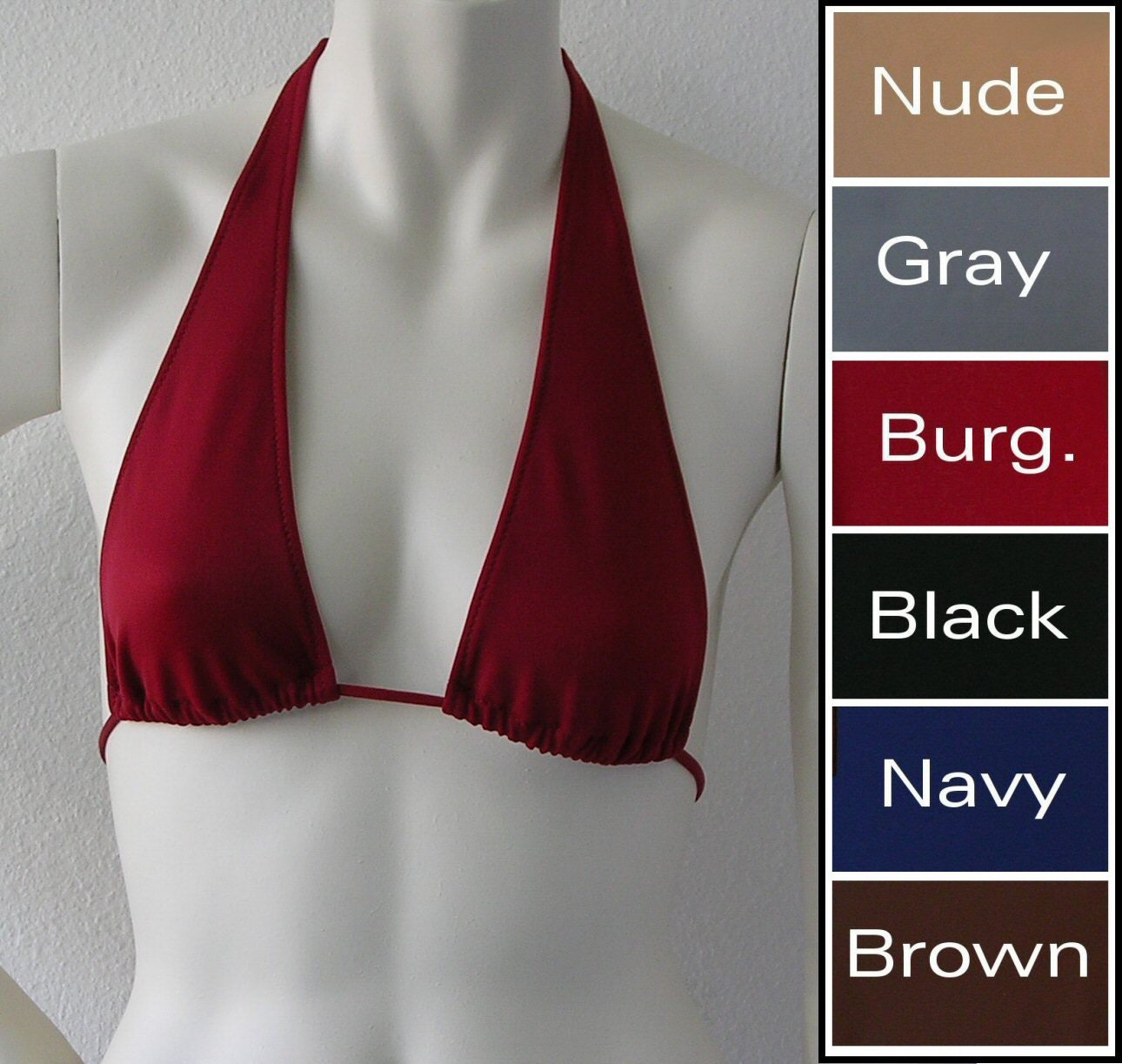 High Neck Bikini Top in Black, Navy, Brown, Nude, Gray, or Burgundy in  S.M.L.XL. -  Canada