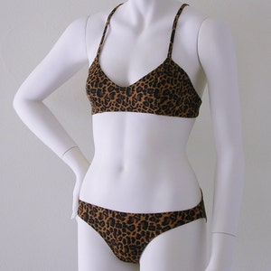Cross Back Ballet Bikini Top Two Piece Bikini in Brown Leopard in S.M.L.XL.
