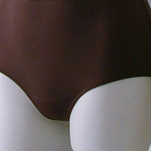 High Waisted Bikini Bottom with Banded Waist in Black, Navy, Burgundy or Brown in S-M-L-XL image 3