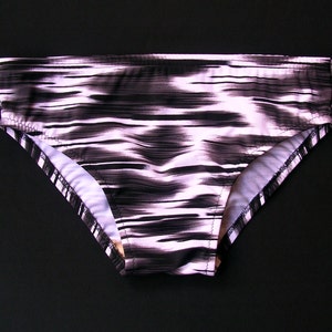 Mens Swim Brief Swimsuit in Regular or Low Rise in Black and White Wavelength Print