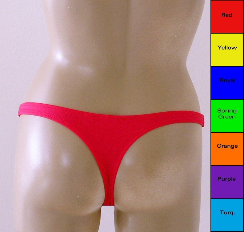 Thong Bikini Bottom in Royal Blue, Red, Purple, Orange, Turquoise, Yellow, Green in S.M.L.XL image 4