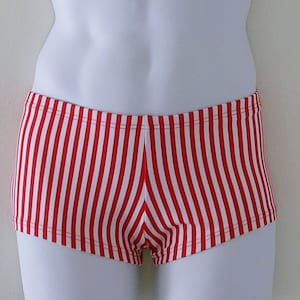 Mens Low Rise Square Cut Swimsuit in Red and White Candy - Etsy