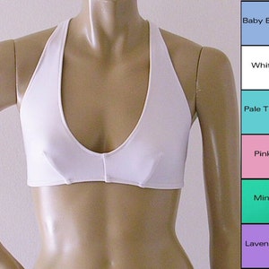 Cross-Back Halter Bikini Top in White, Pink, Baby Blue, Lavender, Mint, Coral or Turquoise in S.M.L.XL