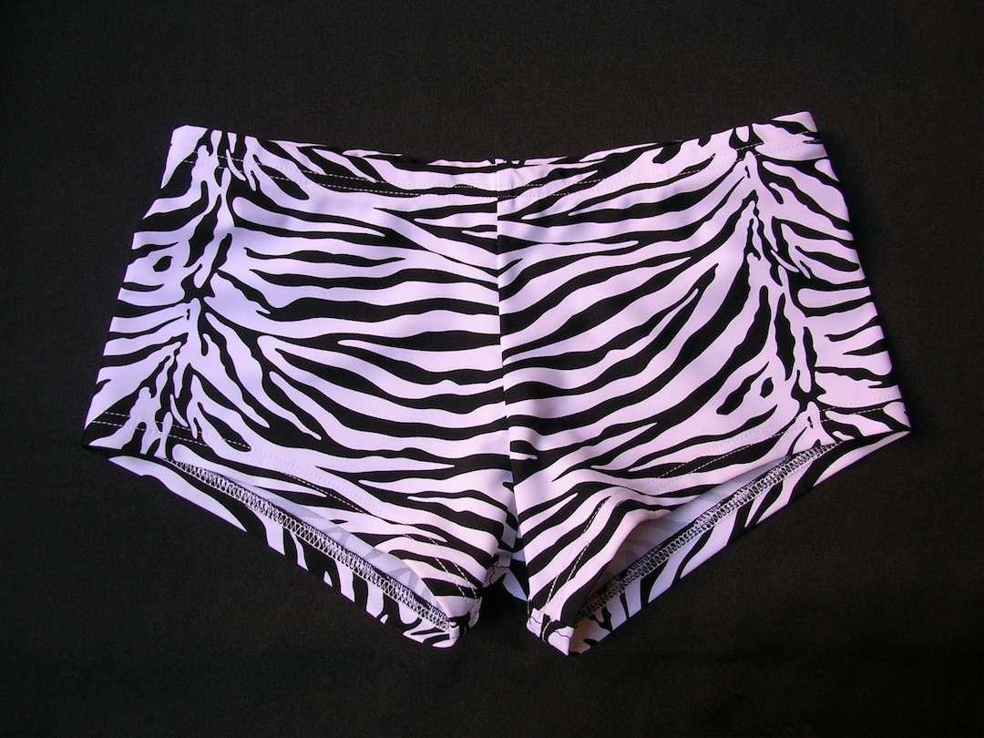Mens Low Rise Square Cut Swimsuit in Black and White Zebra Etsy