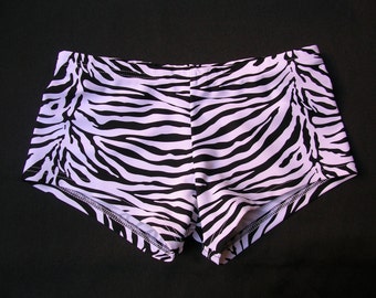 Mens Low Rise Square Cut Swimsuit in Black and White Zebra