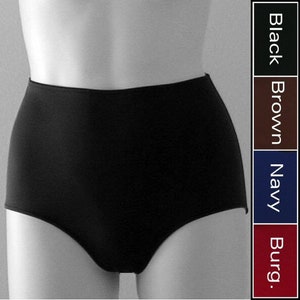 Retro High Waisted Bikini Swimsuit Bottom in Black, Navy Blue, Brown, Burgundy