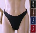 80s 90s Thong Bikini Bottom with High Leg in Black, Burgundy, Brown, Navy Blue in S M L XL