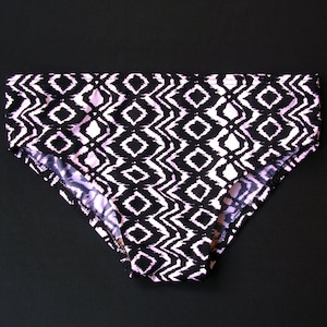 Mens Swim Brief Swimsuit in Regular or Low Rise in Black and White Aztec Print