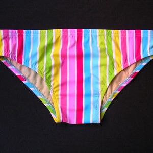 Mens Low Rise Swim Brief Swimsuit in Cabana Stripe Print