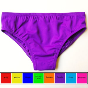Mens Swim Brief Swimsuit in Red, Yellow, Blue, Green, Orange, Purple, Turquoise, Fuschia