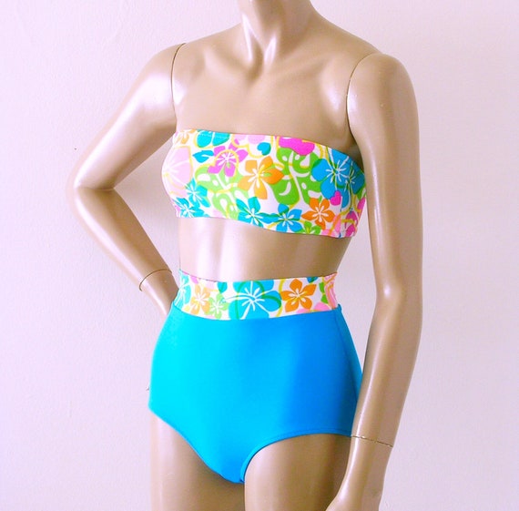 high waisted bikini and bandeau