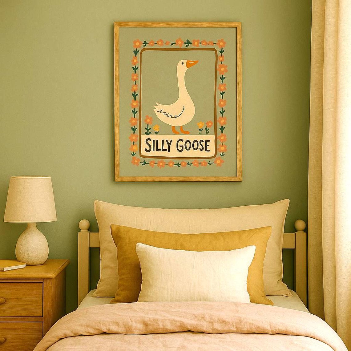 Silly Goose Nursery Print, Cottagecore Kids Room Decor (digital ...