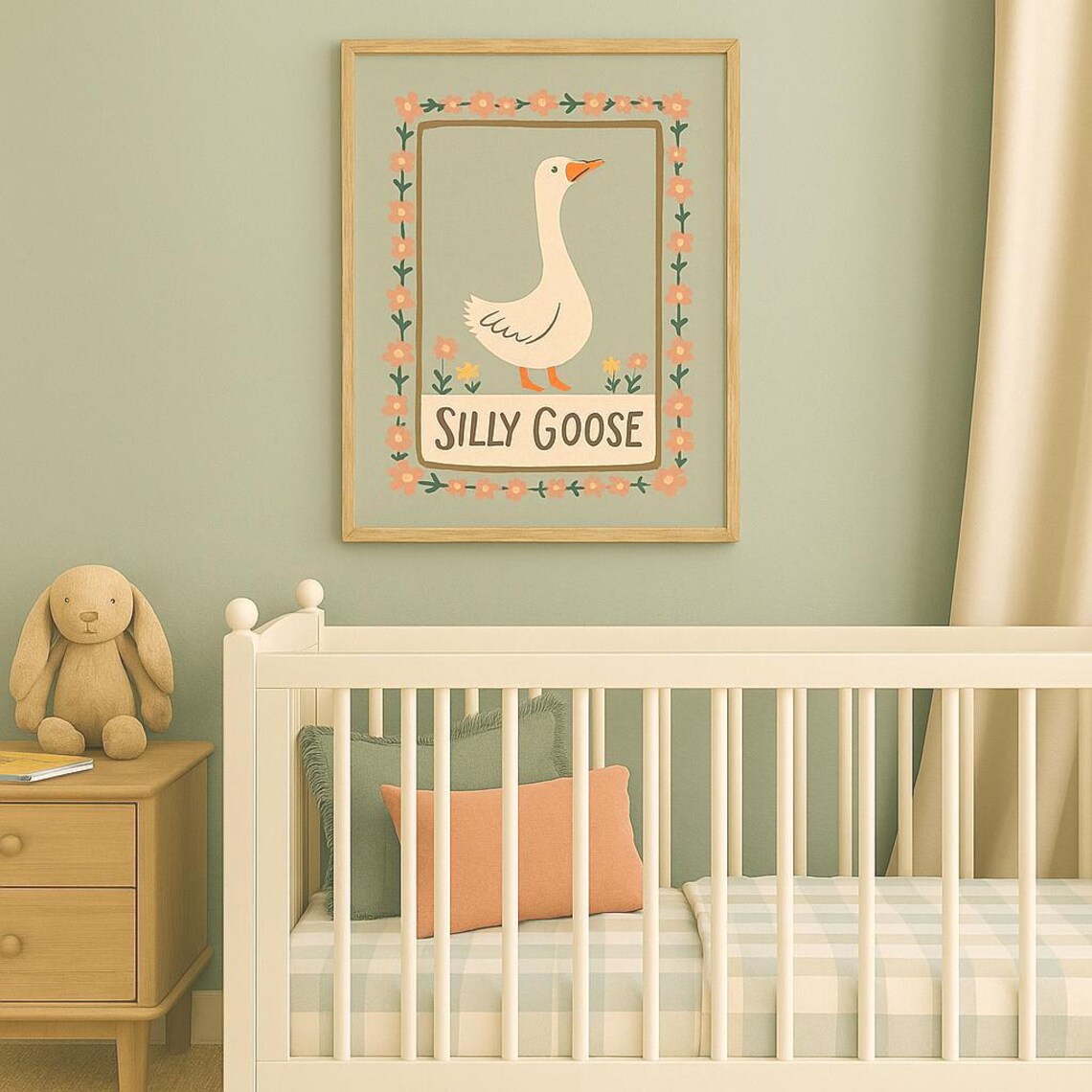 Silly Goose Nursery Print, Cottagecore Kids Room Decor (digital ...