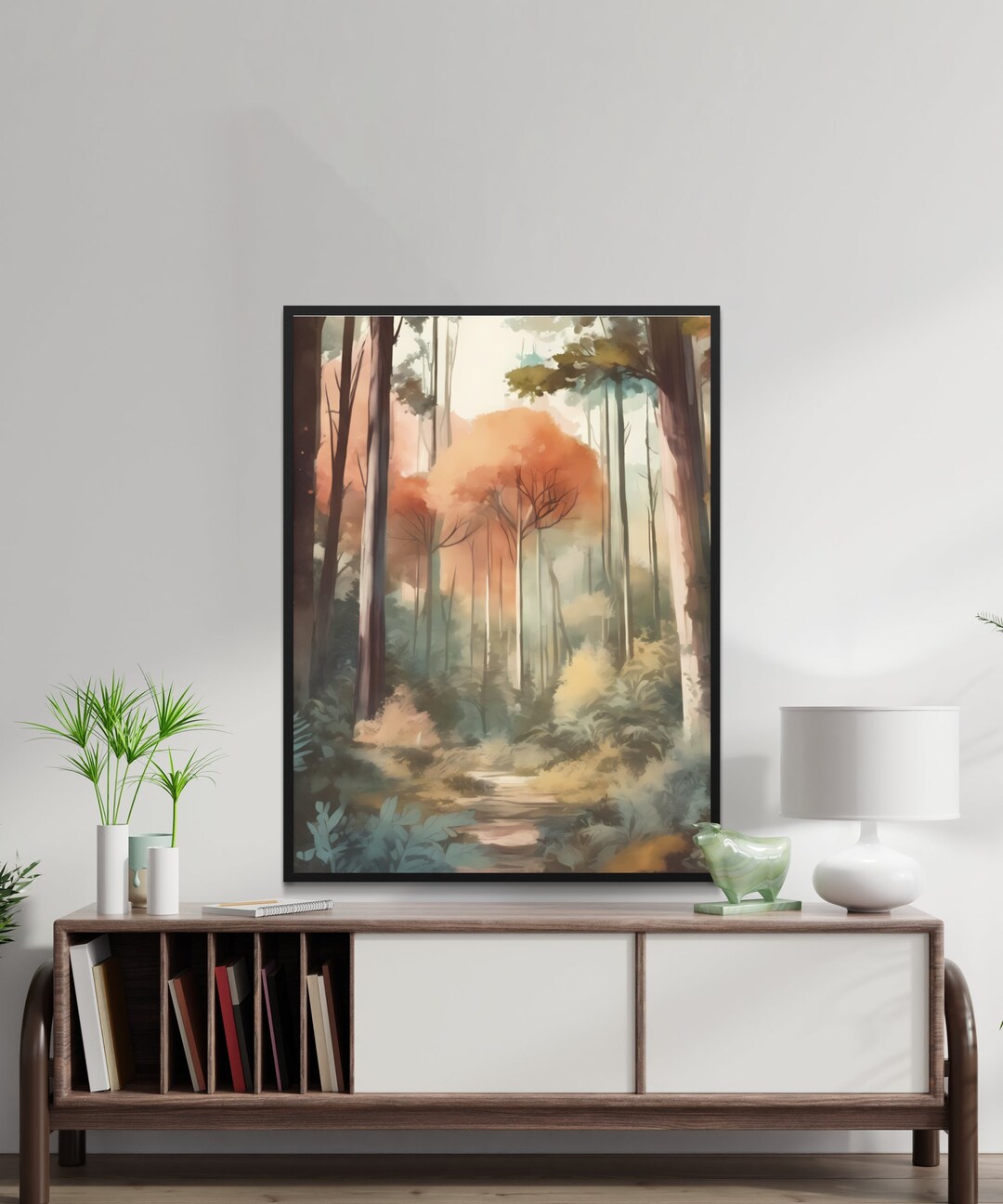 Autumn Forest Wall Art Watercolor Woodland Landscape Print Nature ...