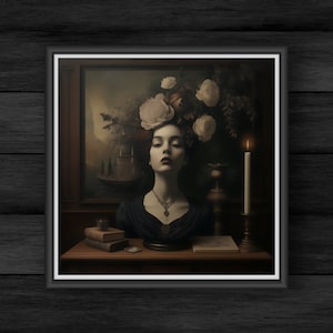 Castlecore wall art book lovers do wydrukowania dark academia decor romantyczny gotycki portret nastrojowy wiktoriański wydruk cyfrowy do domu