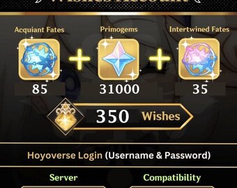 EU Instant Delivery | Europe Server | 31000 Primogems | 35 Intertwined+85 Acquaint Fates | Genshin Impact Farmed AR50