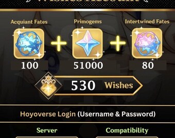 Server Genshin Account Europe / 51000 Primogem / 80 intrecciati + 100 destini familiari / AR50 coltivato