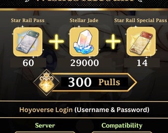 Account Honkai Star Rail EU Server / 29000 Stellar Jade / 60 Star Rail Pass + 14 Star Rail Special Pass / LV43+