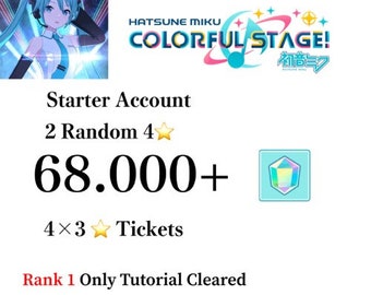 Project Sekai Colorful Stage [Global] 68000 Gems | 2 Random 4-Star | 4 3-Star Ticket | Rank=1 Tutorial clear only PJSK