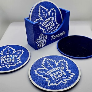 Set mit 4 Untersetzern Toronto Maple Leafs NHL Hockey Dekor anpassbar - Untersetzerhalter als Option