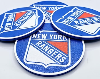 Set of 4 Coasters Rangers of New York NHL Hockey Decor