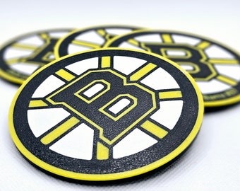 Set of 4 Coasters Bruins Boston NHL Hockey Decor Customizable