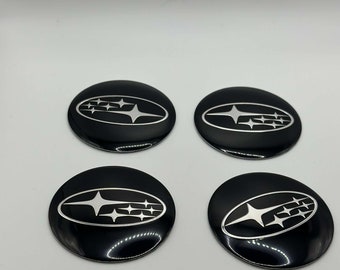 4pcs 56mm Car Wheel Center Hub Caps Stickers For Subaru Legacy Forester Outback Rally Wrx Wrc Xv Impreza Wheel Decoration - Black