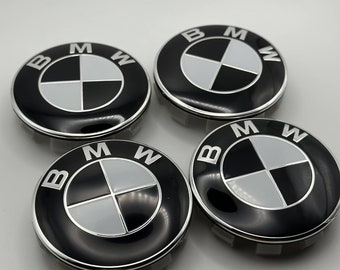 BMW Classic Black Logo Replacement Wheel Center Caps (Set of 4) - 68mm