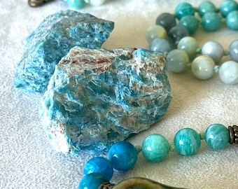 Mala in Apatite, Amazzonite e Acquamarina