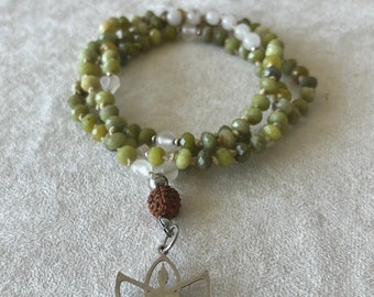 Mini mala in semi di Peridoto e Selenite Rudrashka