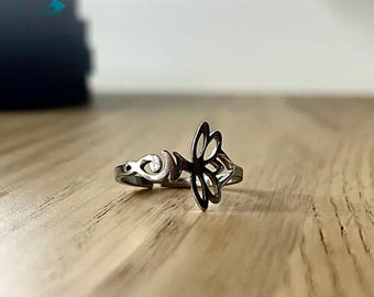 Anello regolabile Unalome e Lotus – Gioielli spirituali in acciaio inossidabile