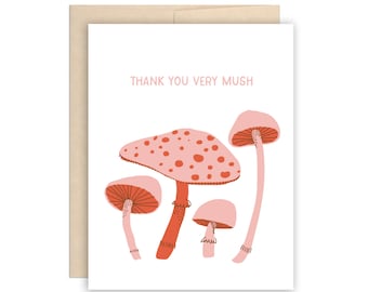 Thank You Very Mushroom Greeting Card - Punny Card, Thanks Card, Thank You Card, Funny Mushroom Card