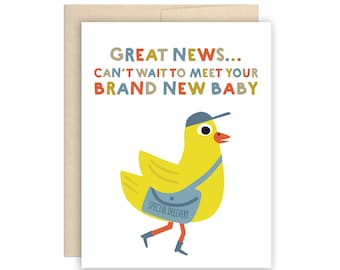 Cute Great News Special Delivery New Baby Card, New Baby Arrival Card, Baby Shower Card, Cute Bird New Baby Greeting Card