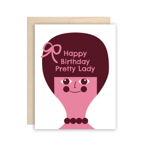 Cartão retrô de feliz aniversário, linda moça, cartão de felicitações de aniversário para melhor amiga, cartão de aniversário para melhor amiga, cartão de aniversário para namorada