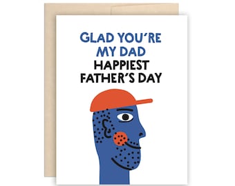 SALE! Baseball Cap Dad, Big Blue Dad Father's Day Card, Happy Father's Day, Funny Card for Dad