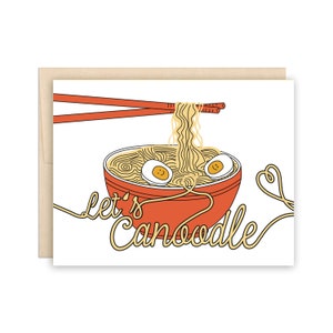 Carte amour nouilles drôle, rencontre, anniversaire, carte relation, carte soupe ramen, carte Saint-Valentin noods mignon, carte je t'aime, carte Canoodle