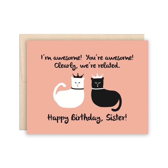 Buon Compleanno Sorella Fantastico Siamo Correlati Gatti Etsy