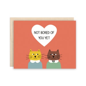 Carte de Saint-Valentin drôle de relation chats, carte de voeux d'amour, anniversaire mignon, carte de rencontre drôle, ne vous ennuyez pas de vous pourtant, carte de chat mignon