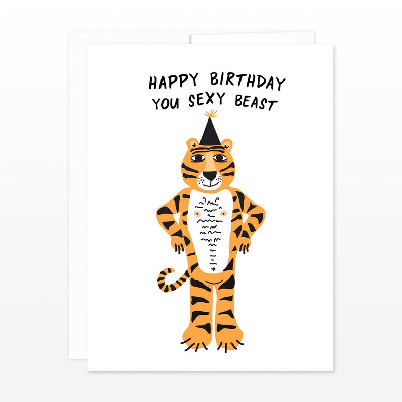 Happy Birthday Sexy Beast Greeting Card Party Animal Tiger image 0.