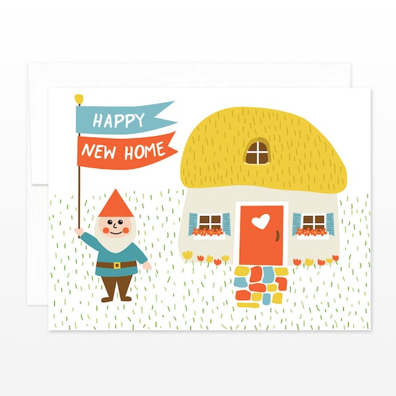 Gnome Happy New Home Card Housewarming Greeting Card Moving Etsy