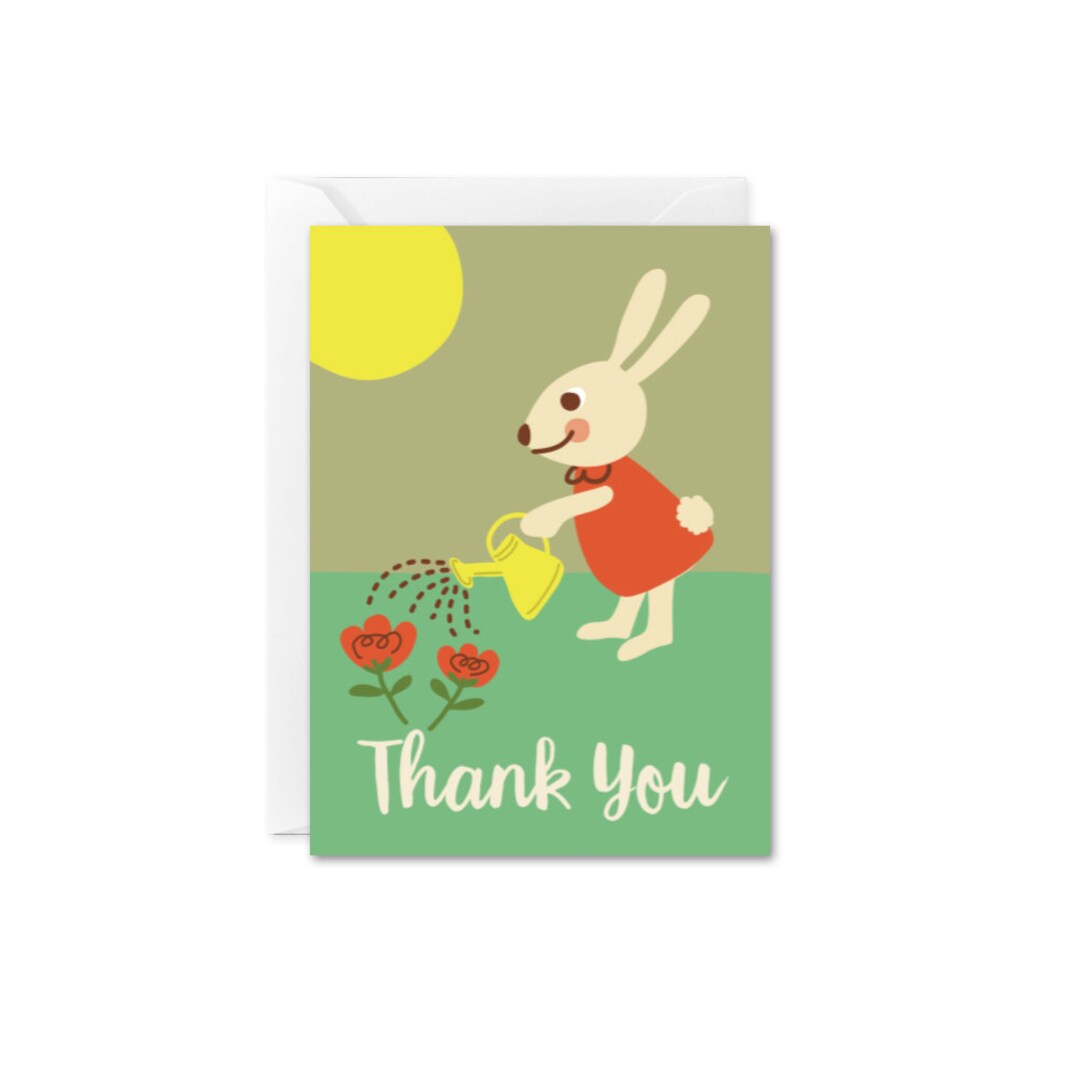 Thank You Mini Card Gift Enclosure Card Garden Bunny Etsy Canada