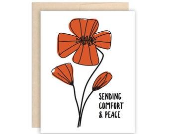 Poppy Sympathy Card Sorry For Your Loss Card Condolence Card Sympathy Greeting Card Comfort & Peace Card Compassion Card Condolences Simple