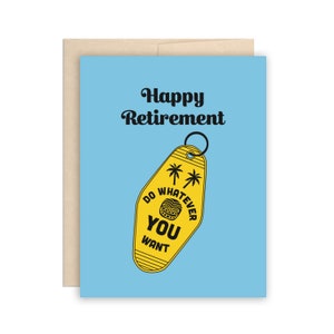 Funny Retirement Card, Keys to Freedom Retirement Card, Hip Retro Retirement Card