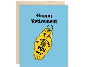Funny Retirement Card, Keys to Freedom Retirement Card, Hip Retro Retirement Card